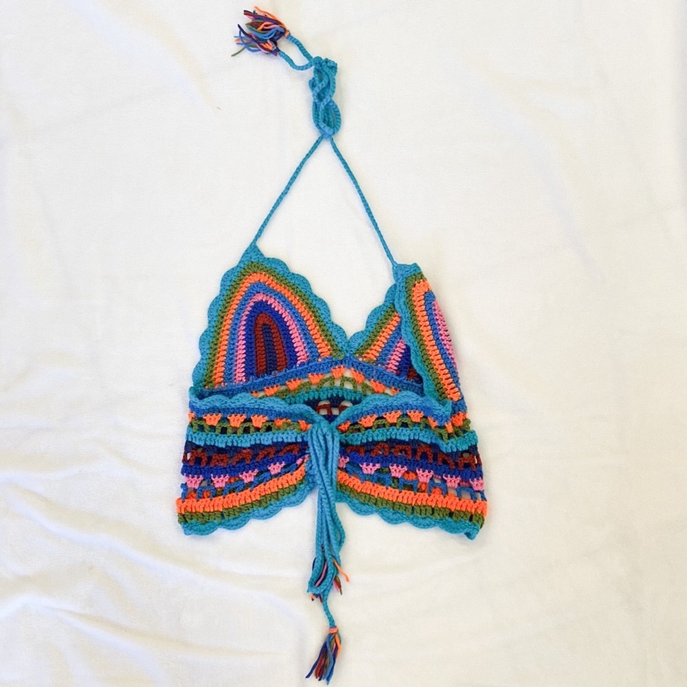 Bohemian festival burning man crochet bikini top - Picture 4 of 5